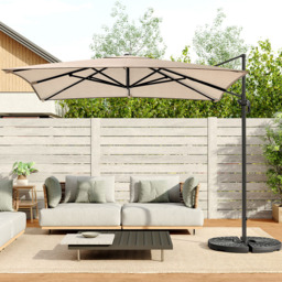Living and Home Khaki Square Rotating Crank Cantilever Parasol with Fanshaped Base 3m - Green - Wilko - thumbnail 3