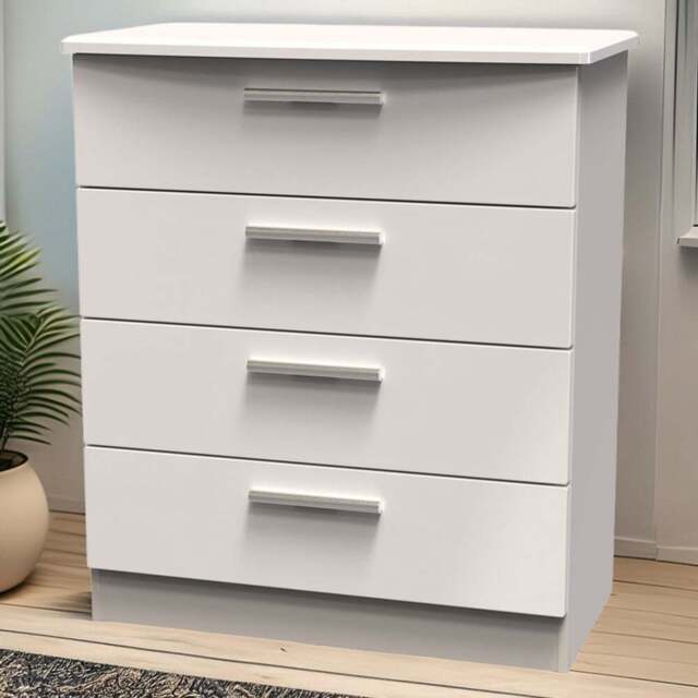 Crowndale Knightsbridge 4 Drawer Kashmir Gloss Chest of Drawers Ready Assembled - Kashmir Gloss & Kashmir - Wilko - image 1