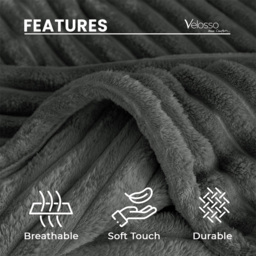 Velosso Bellissima Charcoal Plush Throw 150 x 200cm - Size: 150 x 200 x 1cm - Wilko - thumbnail 6