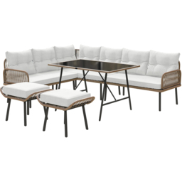 Outsunny 8 Seater Cream White PE Rattan Sectional Garden Lounge Set - Wilko - thumbnail 3