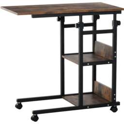 Portland 2 Shelf Brown and Black C Shaped Industrial Side Table - Size: 80 x 40 x 82cm - Wilko - thumbnail 3