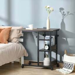 Portland 2 Shelf Brown and Black C Shaped Industrial Side Table - Size: 80 x 40 x 82cm - Wilko - thumbnail 6