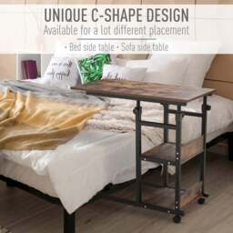Portland 2 Shelf Brown and Black C Shaped Industrial Side Table - Size: 80 x 40 x 82cm - Wilko - thumbnail 7
