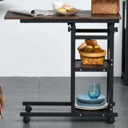 Portland 2 Shelf Brown and Black C Shaped Industrial Side Table - Size: 80 x 40 x 82cm - Wilko - thumbnail 1