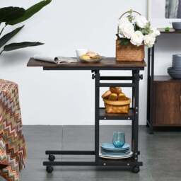 Portland 2 Shelf Brown and Black C Shaped Industrial Side Table - Size: 80 x 40 x 82cm - Wilko - thumbnail 5