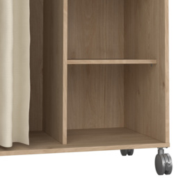Florence Uppsala 6 Shelf Jackson Hickory Oak Open Mobile Wardrobe with Beige Textile Curtain - Size: Doorless - Brown - Furniture To Go - Wilko - thumbnail 6