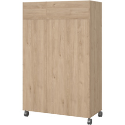 Florence Uppsala 6 Shelf Jackson Hickory Oak Open Mobile Wardrobe with Beige Textile Curtain - Size: Doorless - Brown - Furniture To Go - Wilko - thumbnail 7