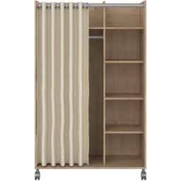 Florence Uppsala 6 Shelf Jackson Hickory Oak Open Mobile Wardrobe with Beige Textile Curtain - Size: Doorless - Brown - Furniture To Go - Wilko - thumbnail 4
