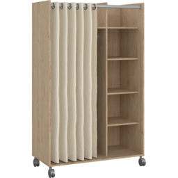 Florence Uppsala 6 Shelf Jackson Hickory Oak Open Mobile Wardrobe with Beige Textile Curtain - Size: Doorless - Brown - Furniture To Go - Wilko - thumbnail 3