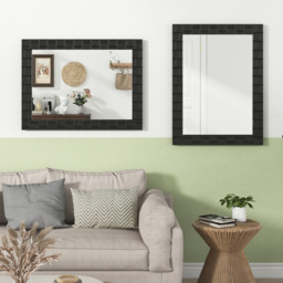 Costway Black Wooden Framed Wall Mirror 80 x 60cm - Size: 91 x 68 x 7cm - Wilko - thumbnail 3