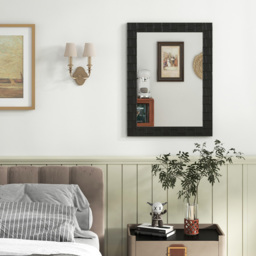 Costway Black Wooden Framed Wall Mirror 80 x 60cm - Size: 91 x 68 x 7cm - Wilko - thumbnail 6