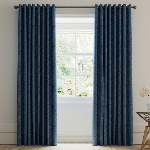 V&A Silk Road Paisley Blue Lined Blackout Pencil Pleat Curtains 168 x 137cm - Size: W 168 x D 138cm - Wilko - image 1