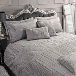 Velosso Marini Single Silver Crinkle Duvet Set - Grey - Wilko