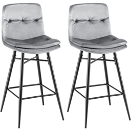 Costway Grey Tufted Back Bar Stool Set of 2 - Size: 71 x 45 x 45cm - Wilko - thumbnail 3