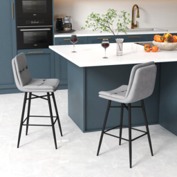 Costway Grey Tufted Back Bar Stool Set of 2 - Size: 71 x 45 x 45cm - Wilko - thumbnail 6