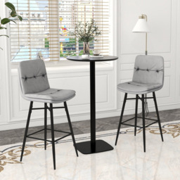 Costway Grey Tufted Back Bar Stool Set of 2 - Size: 71 x 45 x 45cm - Wilko - thumbnail 4