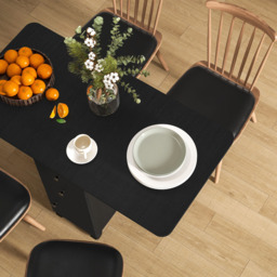 HOMCOM 6 Seater Distressed Black Drop Leaf Dining Table - Wilko - thumbnail 4