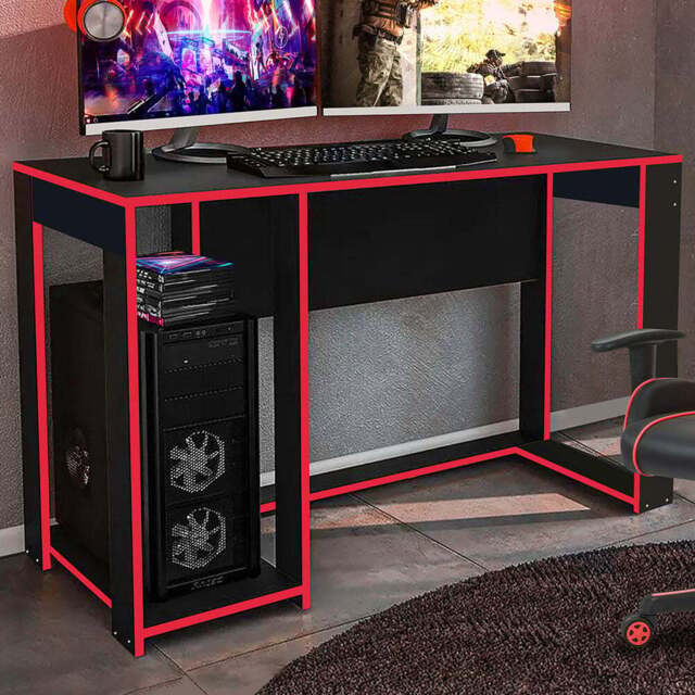 Ryker Ergonomic Gaming Desk Black and Red - Size: 75.5 x 120 x 53.5cm - Multi - Home Detail - Wilko - image 1