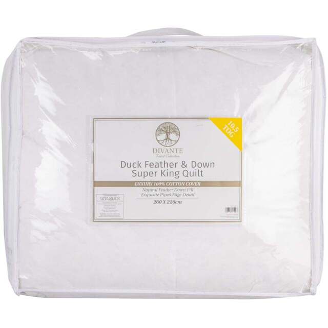 Divante Super King White Duck Feather and Down Quilt Duvet 10.5 Tog - Wilko - image 1