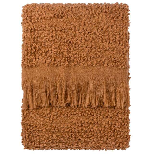 Yard Ulsmere Ginger Boucle Fringed Throw 130 x 180cm - Size: 180 x 130cm - Red - Yard Living - Wilko - image 1