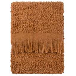 Yard Ulsmere Ginger Boucle Fringed Throw 130 x 180cm - Size: 180 x 130cm - Red - Yard Living - Wilko