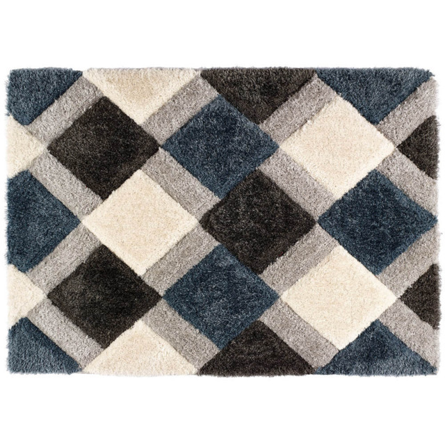 Origins 3D GEO Petrol Blue Shaggy Rug 80 x 150cm - Origins Rugs - Wilko - image 1