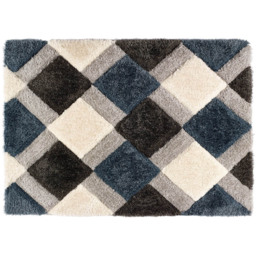 Origins 3D GEO Petrol Blue Shaggy Rug 80 x 150cm - Origins Rugs - Wilko - thumbnail 1