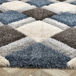 Origins 3D GEO Petrol Blue Shaggy Rug 80 x 150cm - Origins Rugs - Wilko - thumbnail 4