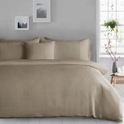 Velosso Waffle King Size Natural Weave Duvet Set - Cream - Wilko