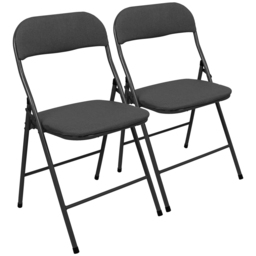 Harbour Housewares Set of 2 Black Fabric Padded Metal Foldable Chair - Wilko - thumbnail 3