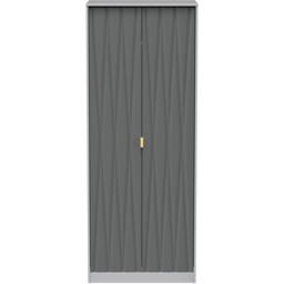 Crowndale Diamond Ready Assembled 2 Door Matt Shadow and Grey Tall Double Wardrobe - Wilko - thumbnail 4