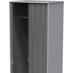 Crowndale Diamond Ready Assembled 2 Door Matt Shadow and Grey Tall Double Wardrobe - Wilko - thumbnail 7
