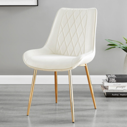 Furniturebox Elissa Cesano Marble Effect 2 Seater Round Dining Set White Cream and Gold - Wilko - thumbnail 4