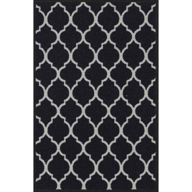 Desire Rugs Havana Black Trellis Anti Slip Door Mat 80 x 50cm - Size: 50 x 80cm - Wilko - image 1