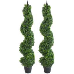 Botanik Artificial Boxwood Spiral Topiary Tree 120cm 2 Pack - Size: 120 x 30 x 30cm - Green - Wilko - thumbnail 1