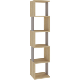 Decortie Piri 5 Shelf Oak and Mocha Grey Asymmetrical Bookcase - Multi - Wilko - thumbnail 3