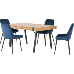 Seconique Treviso 4 Seater Dining Set Light Oak and Sapphire Blue - Brown - Wilko - thumbnail 3