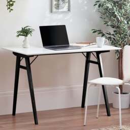 Furniturebox Dmitro Desk White Top Black Legs - Size: 60 x 120 x 75.5cm - Multi - Wilko - thumbnail 1