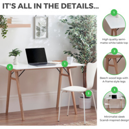 Furniturebox Dmitro Desk White Top Black Legs - Size: 60 x 120 x 75.5cm - Multi - Wilko - thumbnail 7