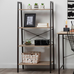 Premier Housewares Bradbury 4 Shelf Grey Oak Veneer Ladder Bookshelf - Interiors by Premier - Wilko