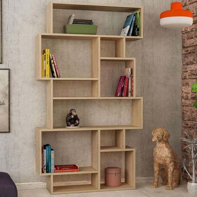 Decortie Karmato 10 Shelf Oak Modern Bookcase - Cream - Wilko - image 1