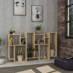 Decortie Karmato 10 Shelf Oak Modern Bookcase - Cream - Wilko - thumbnail 6