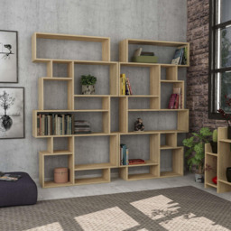 Decortie Karmato 10 Shelf Oak Modern Bookcase - Cream - Wilko - thumbnail 4