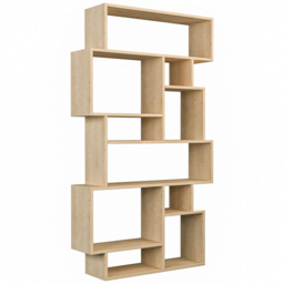 Decortie Karmato 10 Shelf Oak Modern Bookcase - Cream - Wilko - thumbnail 3
