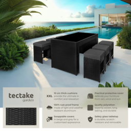 tectake Ibiza Black Garden 6 Seater Table and Chairs with Cover - Wilko - thumbnail 4