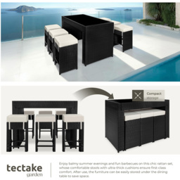 tectake Ibiza Black Garden 6 Seater Table and Chairs with Cover - Wilko - thumbnail 6
