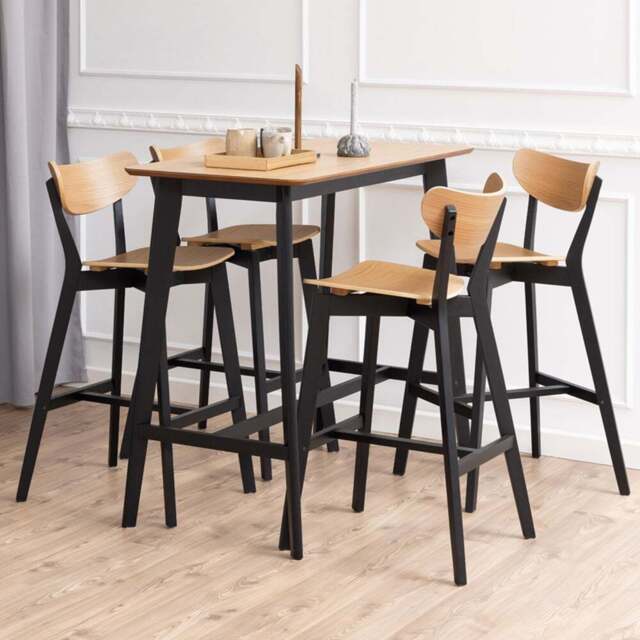 Florence Roxby 4 Seater Bar Dining Table Black and Oak - Wilko - image 1