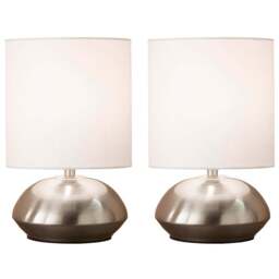 Kliving White and Chrome Stepped Dimming Touch Table Lamp 2 Pack - Size: 23 x 15 x 15cm - Silver - Wilko