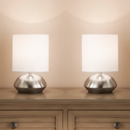 Kliving White and Chrome Stepped Dimming Touch Table Lamp 2 Pack - Size: 23 x 15 x 15cm - Silver - Wilko - thumbnail 3