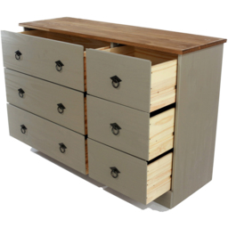 Core Products Corona Classic 6 Drawer Grey Pine Wood Wide Chest of Drawers - Wilko - thumbnail 5